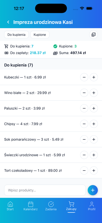 Lista zakupów — szczegóły